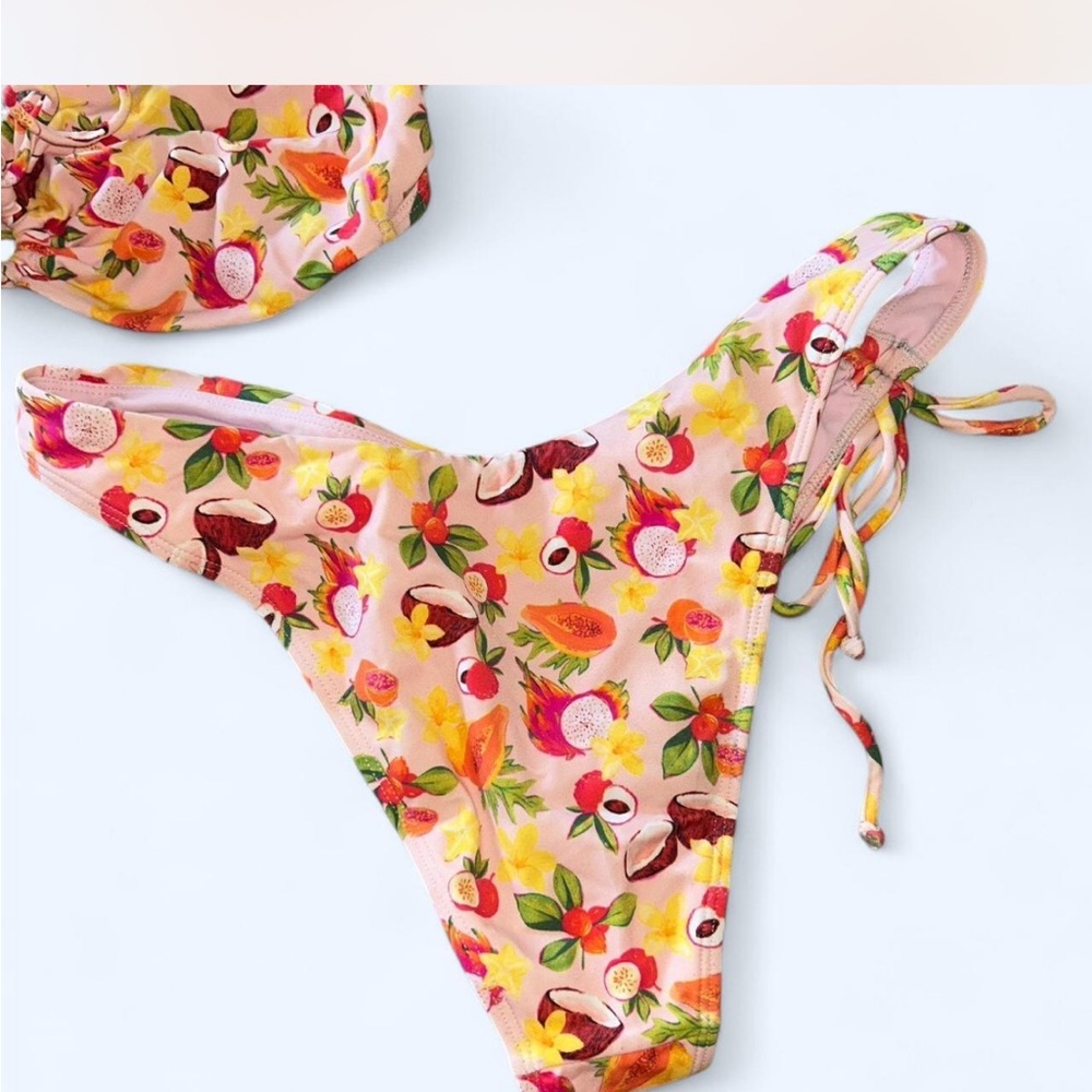 Fruity strapless bikini set 🍒🍓🍇🍉🍑🍋